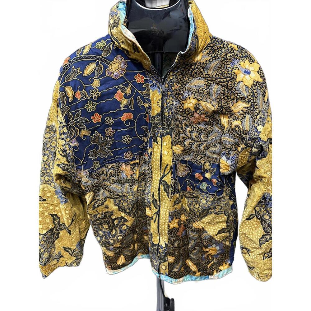 Vintage Reversible Batik Patchwork Jacket - image 1